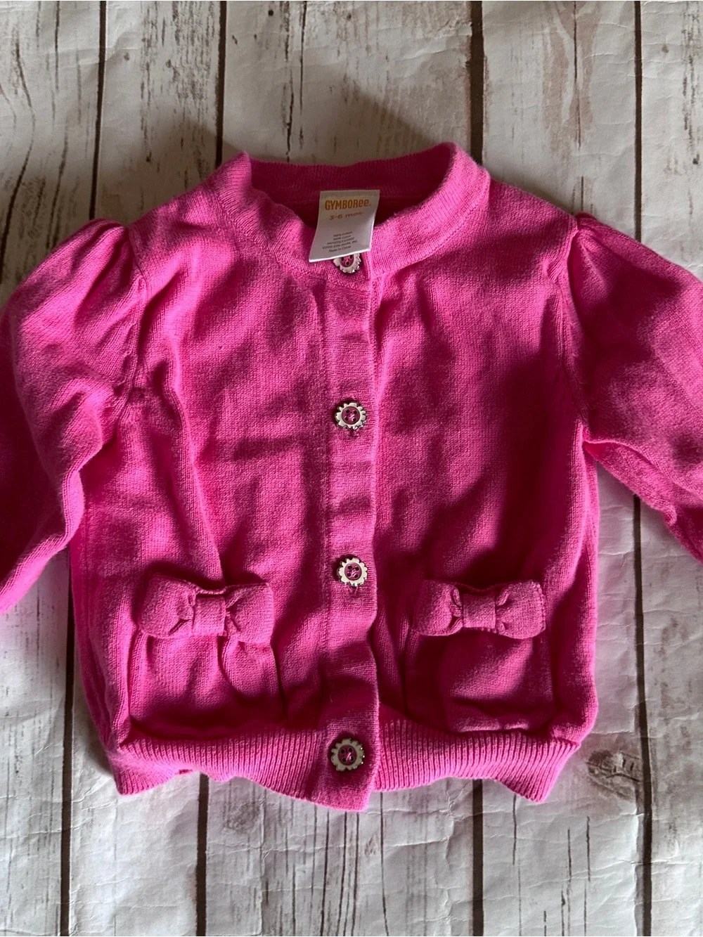 Gymboree pink cardigan with bow pockets, vguc size 3-6 months